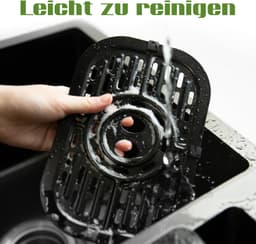 Heteluchtfriteuse – Dubbele Manden – 9 Liter – 2000 Watt – Kunststof – Zwart – Led Aanraakscherm Met Instelbare Temperatuur — thumbnail 3