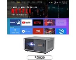Everycom - RD829 - Beamer - Projector Beamer - Mini Meamer - 1920x1080dpi - Automatische focus - 5G - met WiFi - 12000lumens
