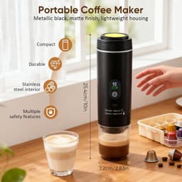 Mini-koffiezetapparaat 3 in 1 met batterij - Auto-espressomachine USB-C - Compatibel met capsules en gemalen koffie - Ideaal voor campercamping en reiscadeaus, zwart — thumbnail 5