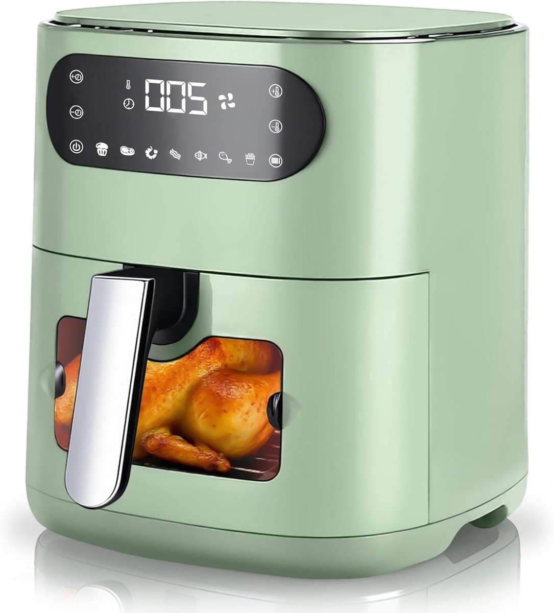 Heteluchtfriteuse - Airfryer Frituurpan - Gezond Koken - Kijkvenster Controle - 6 Liter - Groen — afbeelding 1