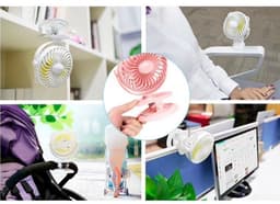 Gaiatop draagbare clip-ventilator op batterijen – Klein, krachtig, stil, 3 snelheden, 360° draaibaar, USB-oplaadbaar, voor bureau, tafel, kantoor, kinderwagen of camping (zwart/blauw) — thumbnail 4