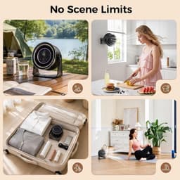 Bureaufan USB oplaadbaar stil met 100 snelheden, draagbare tafelventilator met LED display en 360° rotatie zwart — thumbnail 4