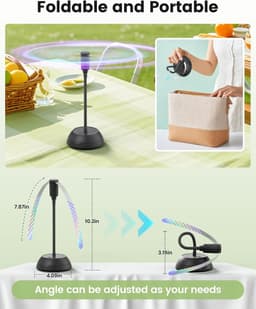 Tafel Ventilator - Vliegen Wering - Buiten Eten - Flexibele Zwanenhals - 4 Stuks - Zwart — thumbnail 3