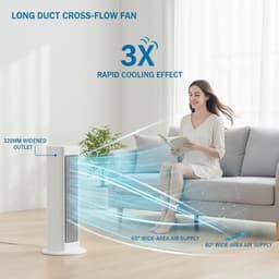 Draagbare Airconditioner - mini airco - luchtkoeler - draagbare airconditioner voor thuis - mini air cooler - mini aircooler met water usb-c - mini aircooler - mobiele airco - Persoonlijke Koeling - Ultra Stil Ontwerp - 32.5 x 7.5 x 7.5CM - Wit — thumbnail 5