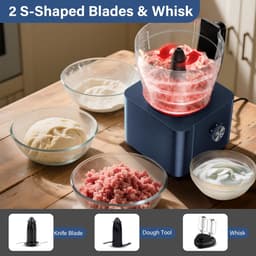 SnelShoppen - Keukenmachine 1100W Foodprocessor met 3,2L Mengkom, Deegkneder, Hakmolen en 1,5L Mixer in Donkerblauw - Ideaal voor Koken en Bakken in d — thumbnail 3
