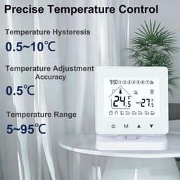 Slimme Kamerthermostaat - Draadloze Thermostaat - Energie Besparen - Brede Compatibiliteit - 100 m Bereik - Wit — thumbnail 4