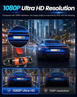 Dashcam voor auto - Zwart - 3,16 inch scherm - 4-kanaals 1080P en 480P camera's - 360° opname en parkeerbewaking — thumbnail 3