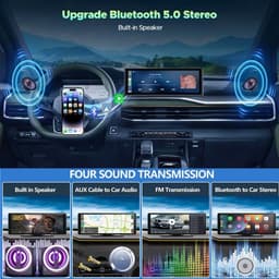 Dashcam voor auto - Zwart - 10,26 inch - 4K Frontcamera met 1080p Achteruitrijcamera en Draadloze Carplay - Voor Auto Navigatie en Veiligheid — thumbnail 5