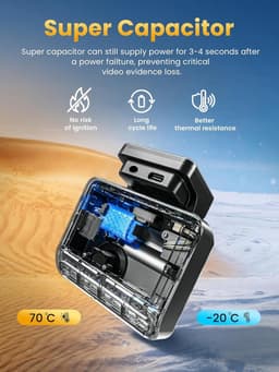 Dashcam voor auto - Zwart - Z50Pro zonder SD-kaart - 4K+1080P Dual-opname met GPS en Nachtzicht - Voor Auto's — thumbnail 2