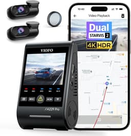 Dashcam voor auto - Zwart - 3 camera's 4K + 2K + 1080p - Dual Starvis 2 Sensoren met HDR en Nachtzicht - Met GPS en Spraakbesturing — thumbnail 1
