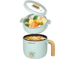Multicooker - Groen - 1,5 Liter - Elektrische Mini Kookpot met Anti-aanbaklaag - Voor Reizen en Kleine Keukens