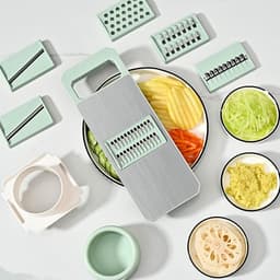 Voedselhakmolen Groentesnijder - Keukenmachine Rasp - Maaltijden Bereiden - Multifunctioneel 6-in-1 - 34x15x13 cm - Groen — thumbnail 3