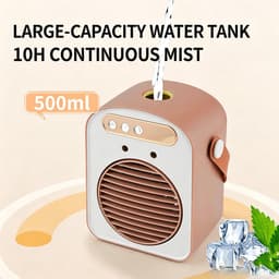 Mini Luchtkoeler met Verneveling - Draagbare Air Cooler en Luchtbevochtiger - Draagbare ventilator - USB Oplaadbaar - Voor Bureau, Slaapkamer en Kantoor — thumbnail 4