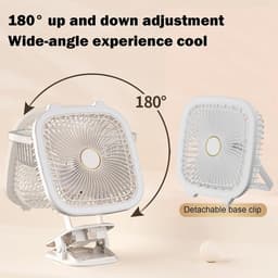 Kleine ventilator - Tafelventilator LED - Koelte Buiten - 4-in-1 Multifunctioneel - 10.6 x 19.4 cm - Wit — thumbnail 2