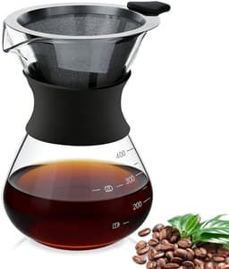 Dailygoods- Koffiepot 400 ml - Glazen Koffiezetapparaat - Herbruikbaar Filter Roestvrij Staal - Handmatige Koffiedruppelaar - Borosilicaatglas - Gepersonaliseerde Koffie — thumbnail 1