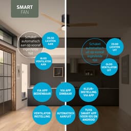 Varin® Smart Plafondventilator met verlichting - Ø 132cm - Zwart/Lichthout - LED CCT 18W - Super stil 20dB - 6 snelheden - Woonkamer - Slaapkamer - Tuya WiFi - App & Afstandsbediening — thumbnail 3