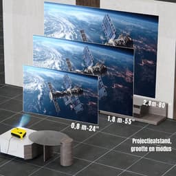 QORA® Draagbare beamer - Beamer - Projector - Mini Beamer - Geel - 14cm x 14cm x 6cm — thumbnail 2