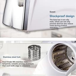 Elektrische Kaasrasp - Keukenmachine - Snel Ingrediënten Bereiden - 3 Roestvrijstalen Bladen - 300W Vermogen - Zilver — thumbnail 2