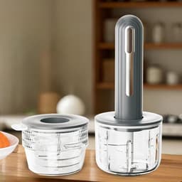 Mini Keukenmachine - Voedselhakker Hakmolen - Maaltijden Bereiden - Draadloos Ontwerp - Compact Formaat - Grijs — thumbnail 4