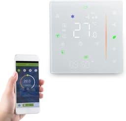 Slimme Thermostaat - Programmeerbare Thermostaat AC - Comfortabel Binnenklimaat - App en Spraakbesturing - 5-35 °C - Wit — thumbnail 3