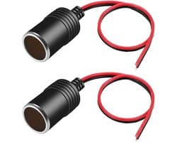 Thijox - 2 stuks 12V-24V Sigarettenaansteker Stopcontact met 35 cm Kabel voor Auto, Vrachtwagen, Camper en GPS Dashcam Lader