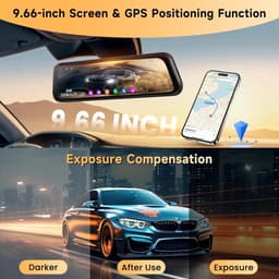 SnelShoppen - 9,66 Inch Achteruitkijkspiegel Dashcam 4K Voor- en Achtercamera 1080P met Nachtzicht, WiFi, GPS, ADAS, BSD, LCA, Lusopname en Kaart voor — thumbnail 3