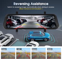 SnelShoppen - 9.66 inch Mirror Dashcam met Draadloze Apple CarPlay & Android Auto, HD Achteruitkijkcamera, IPS Touchscreen en Dubbele 1080p Schermen — thumbnail 4