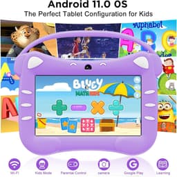 SnelShoppen - Kids Tablet 7 Inch Android voor Kinderen - Paars - WiFi, Bluetooth, Dubbele Camera, Ouderlijk Toezicht, 2GB RAM, 32GB ROM - Voor Jongen — thumbnail 2
