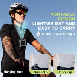 Tailleventilator – 10000 mAh Draagbare Ventilator – Krachtige Luchtstroom – LED Lamp & Powerbank – Met Stalen Clip – Zwart/Grijs — thumbnail 5