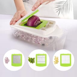 Multifunctionele Mandoline - Keukengereedschap Set - Groenten Snijden - 19-in-1 Functies - 1.3L Capaciteit - Groen Wit — thumbnail 3