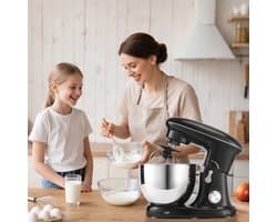Keukenmixer – Mengmachine – Bakmixer – Deegkneder – Standmixer – 1400W Krachtige Motor – 4,5 Liter RVS Mengkom – Zwart