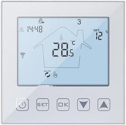 Slimme Thermostaat - Temperatuurregelaar WiFi - Energie Besparen - 5+2 Dagen Programmering - 86x86x27mm - Wit — thumbnail 1