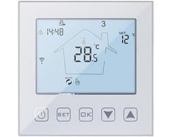 Slimme Thermostaat - Temperatuurregelaar WiFi - Energie Besparen - 5+2 Dagen Programmering - 86x86x27mm - Wit