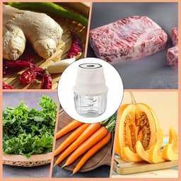 Elektrische Chopper - Keukenmachine Mini - Snel Ingrediënten Snijden - Glazen Container - 350 ml Inhoud - Zilver — thumbnail 4