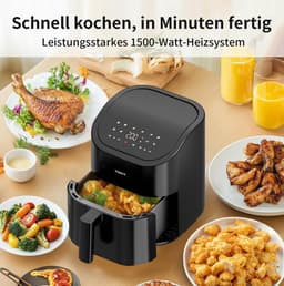 Airfryer - Heteluchtfriteuse - Gezond Koken - 10 Functies - 4.5 Liter - Zwart — thumbnail 4