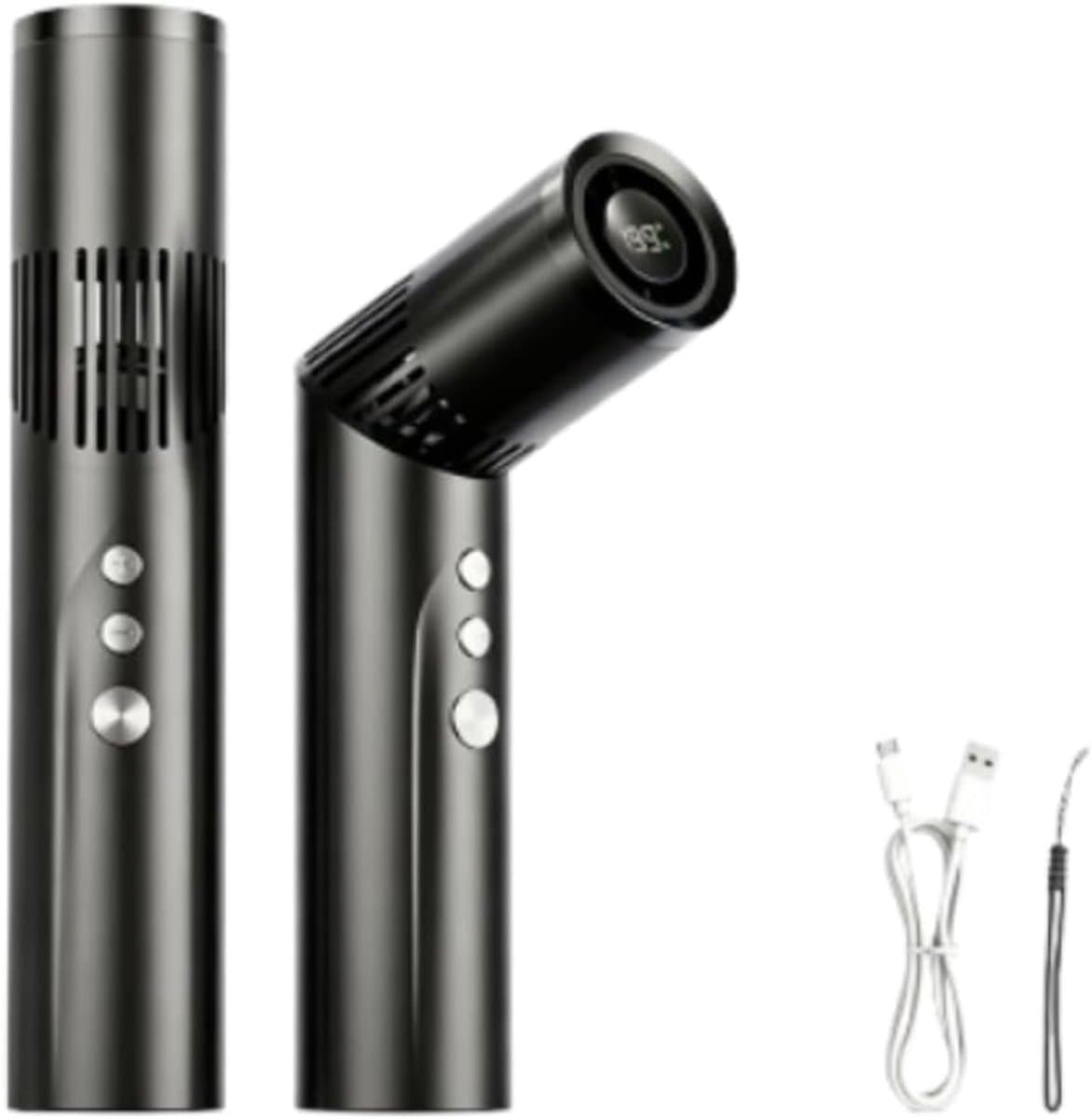 LISM-Oplaadbare, draagbare 3-in-1 turboventilator met snelheden van 1 tot 199 toeren per minuut en digitaal display, 12 uur gebruiksduur, perfect zomercadeau Geschikt voor vrouwen (zwart). — afbeelding 1
