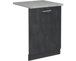 Vaatwasserfrontpaneel - Keukenpaneel - Keuken Integratie - Naadloze Pasvorm - 60 cm - Zwart Beton