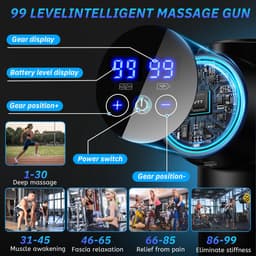 Spiermassagepistool met LCD-touchscreen - 99 snelheden - 8 massagekoppen - verlichting van spierpijn - ShopVlot — thumbnail 5