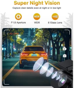 GKU Dashcam Auto Voor 4K UHD - 5.8GHz WiFi - 170° Groothoek met WDR Nachtzicht & 24H Parkeermodus - Inclusief 64GB SD-kaart — thumbnail 2