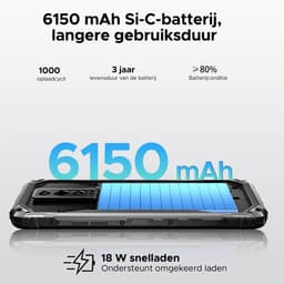 DOOGEE Blade 10 Pro Energy 4.5G - Robuuste Telefoon - Smartphone - Android 16 - 6150mAh/18W - 10.7mm - 50MP Camera - Gemini AI - UNISOC T7250 - 12 GB RAM+128 ROM（2TB/TF) - 6,56-inch HD+ 90Hz - Widevine L1 - Face ID - NFC - Drie sleuven - Zwart — thumbnail 5