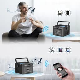 All-in-1 Speler - Retro CD Speler - Cassettespeler - Bluetooth Luidspreker - FM - USB & SD & AUX - 5000mAh - Opnemen - Afstandsbediening - Voor Slaapkamer Woonkamer en Kantoor - Cadeau — thumbnail 2
