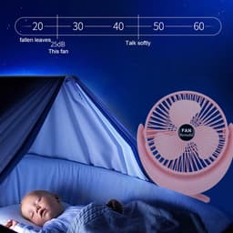 Oplaadbare ventilator op accu, krachtige luchtstroom, lange gebruiksduur, kleine USB-bureauventilator — thumbnail 2