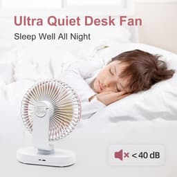 Tafelventilator Oplaadbaar – Stille Ventilator – 4 Snelheden – 90° Oscillatie – 4000 mAh - Roze — thumbnail 3
