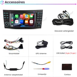 Cestovet Autoradio - Geschikt Voor Mercedes Benz CLS E-Class W211 W219 - 2GB+32GB, Draadloze CarPlay & Andriod Auto - GPS-navigatiesysteem Bluetooth Stuurwielbediening WiFi - 7-inch Touchscreen DSP RDS USB - Vezelverlengingskabel — thumbnail 2