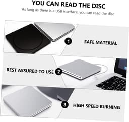 Externe Dvd Brander - Draagbare Schrijver - Data Back-up - Ultradun Ontwerp - 14.2 cm - Zilver — thumbnail 4