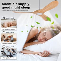 MIVRAY Plafondventilator 52 Inch Met 3 Houten Bladen Propellerdesign Zonder Verlichting Wit Natuurlijk Hout Voor Woonkamer En Slaapkamer — thumbnail 4