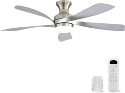 Plafondventilator Met Lamp - 5 ABS Bladen - Ø 132 cm - Dimbare lamp - Met Afstandsbediening - 6 ventilatorstanden - LED's Light - Zilver — thumbnail 1