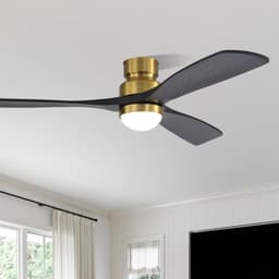 Plafondventilator Met Lamp - 3 Hout Bladen - Ø 52 inch - Dimbare lamp - Met Afstandsbediening - 6 ventilatorstanden - Met timerfunctie - LED's Light - Goud, zwart — thumbnail 2