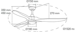 CristalRecord - Plafondventilator Nine big Ø 152 cm teak mat chroom — thumbnail 2