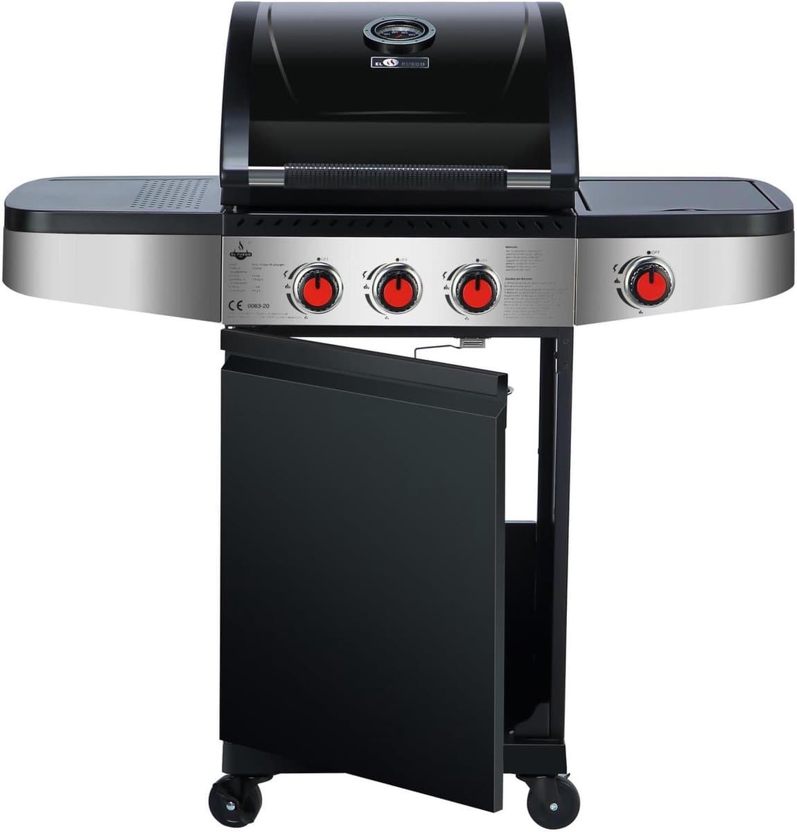 El Fuego Houston 3.1 - Gasbarbecue - Gas bbq - 3 branders - 1 zijbrander - Kleur zwart - Grilloppervlak 42x48 cm — afbeelding 1